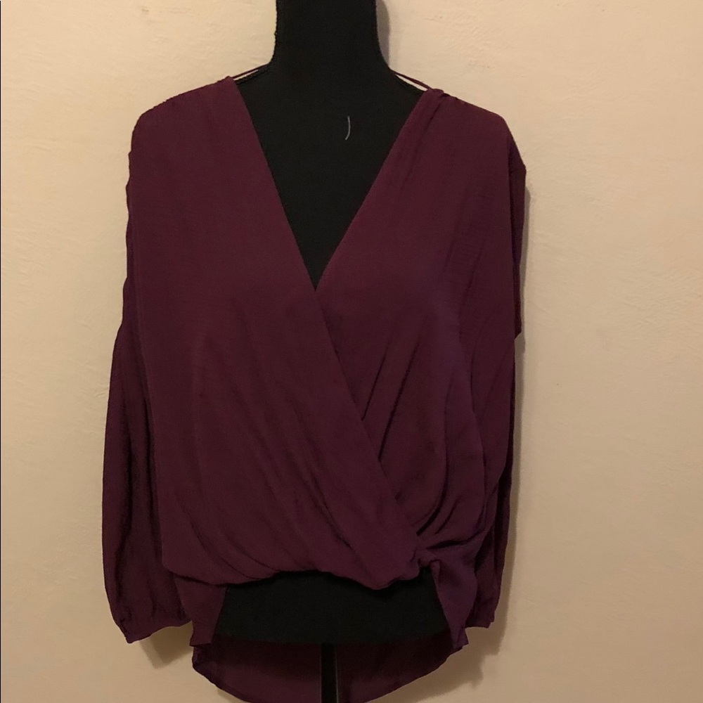 Lush Long Sleeve Deep V Shirt